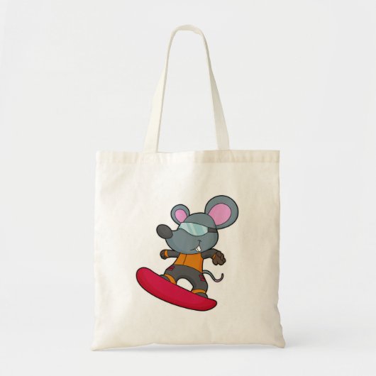 Tote Bag Mouse as Snowboarder (Devant)