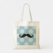 Tote Bag Moustache Bleue, Moustache Curl, Stache, Pois (Dos)