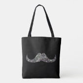 Tote Bag Moustache en mosaïque argentée sur noir (Dos)