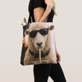 Tote Bag Moutons Cool Buvant un Café Glacé (De près)