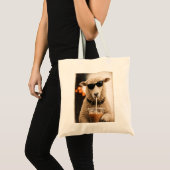 Tote Bag Moutons cools buvant du café glacé (Devant (produit))