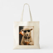 Tote Bag Moutons cools buvant du café glacé (Dos)