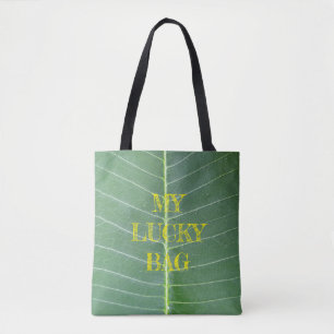 Tote Bag Moyenne - Feuille verte et ligne blanche claire