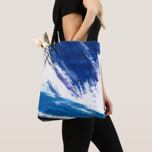 Tote Bag Moyens mixtes aquarelle bleu abstrait artistique