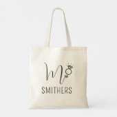 Tote Bag Mrs. Modern Black Script Wedding Newlywed Monogram (Dos)