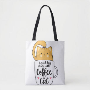Tote Bag Mug de café chat orange drôle amateur de chat