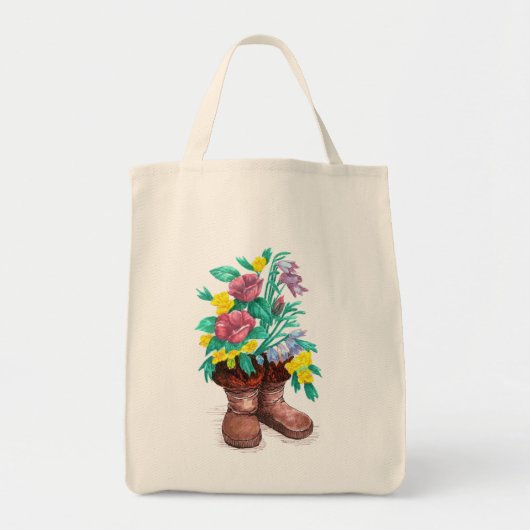 Tote Bag Mukluk Boot Flower Planter Shopping Fourre-tout (Devant)