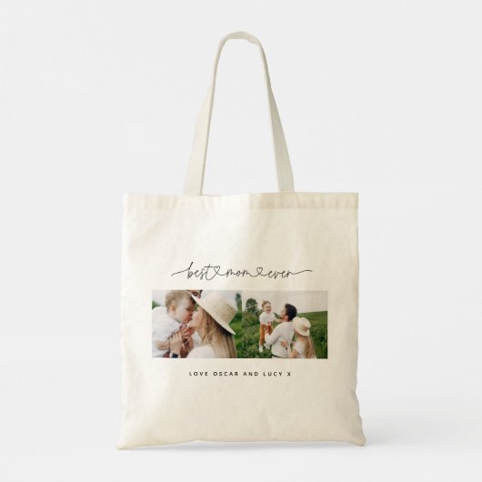 Tote Bag Multi photo moderne script typographie meilleure m (Dos)
