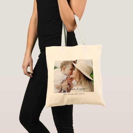 Tote Bag Multi photo moderne typographie script meilleur ma (Devant (produit))