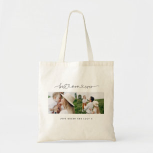 Tote Bag Multi photo moderne typographie script meilleur ma