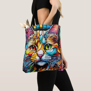 Tote Bag Multicolor Cat 708 Motif