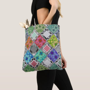 Tote Bag Multicolore, rustique, patchwork, patchwork