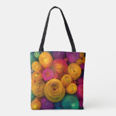 Tote Bag Multicolored concentric circles abstract texture (Dos)