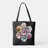 Tote Bag Multiphoto Collage moderne Nom personnalisé (Dos)
