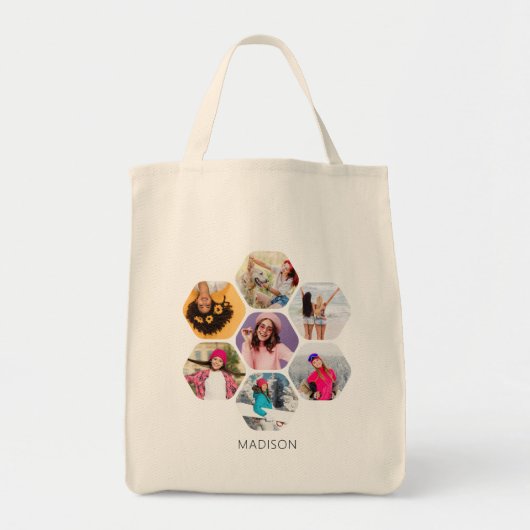 Tote Bag Multiphoto Collage moderne Nom personnalisé (Devant)
