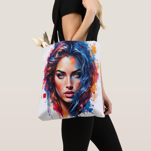 Tote Bag Muse Chromatique - Portrait De Splash Néon (De près)