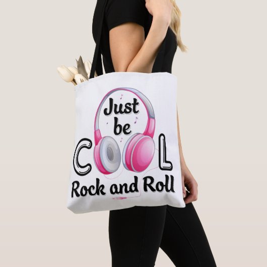 Tote Bag Music Lover Just Be Cool Rock and Roll (De près)