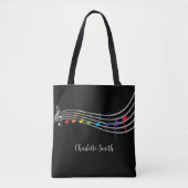 Tote Bag Music Teacher Nom personnalisé Notes musicales (Devant)
