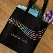 Tote Bag Music Teacher Nom personnalisé Notes musicales