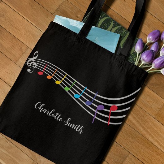 Tote Bag Music Teacher Nom personnalisé Notes musicales