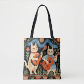 Tote Bag Musical Cats Folk Art (Devant)