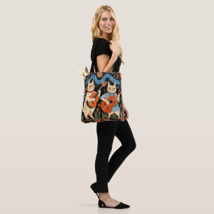 Tote Bag Musical Cats Folk Art