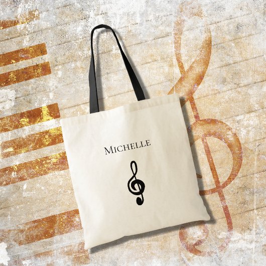 Tote Bag Musical Treble Clef Personnalisé
