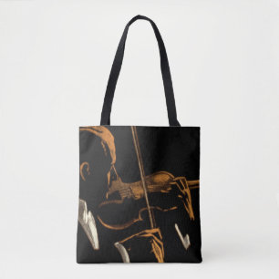 Tote Bag Musicien vintage, violoniste jouant de la musique 