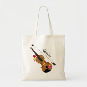 Tote Bag Musique classique florale violon personnalisée