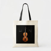 Tote Bag Musique classique violon Monogramme noir (Devant)