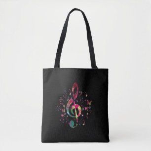 Tote Bag Musique Clé en Treble Coloré