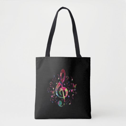 Tote Bag Musique Clé en Treble Coloré (Devant)
