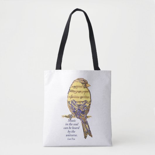 Tote Bag Musique dans l'âme Citation & note musicale Oiseau (Devant)