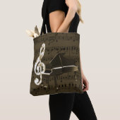 Tote Bag Musique de feuille de bronze de clef triple de (De près)