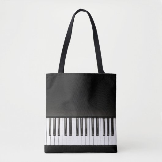 Tote Bag Musique de piano noire et blanche (Devant)
