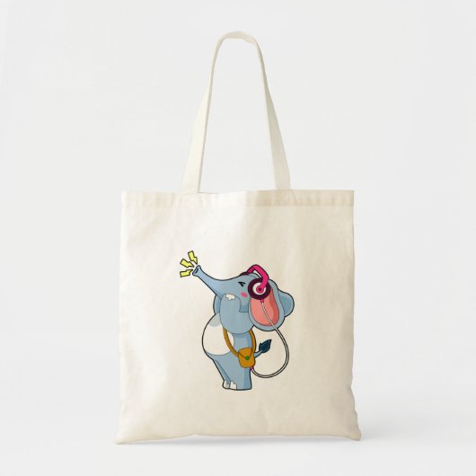 Tote Bag Musique d'écouteur éléphant (Devant)