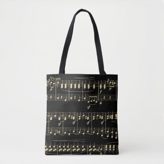 Tote Bag Musique d'or en noir (Devant)