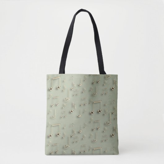 Tote Bag musique dorée sur sauge vert (Devant)