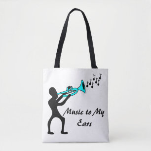 Tote Bag Musique Mashup Musique à mes oreilles blanc jazzy