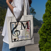Tote Bag Musique . note musicale . clef treble avec son nom