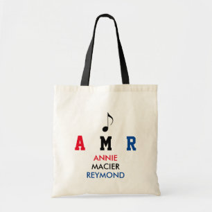 Tote Bag musique personnalisée / monogrammée / initiales pe