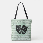 Tote Bag Musique verte et masques grecs de théâtre (Dos)