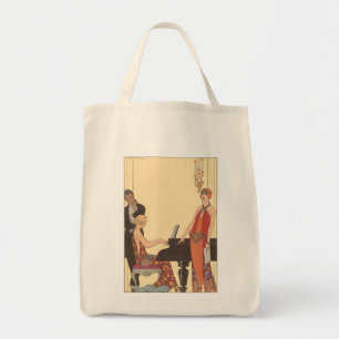 Tote Bag Musique vintage, chanteur de piano Art Déco