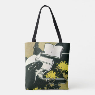 Tote Bag Musique Vintage, Miss Traumerei jouant du piano, R