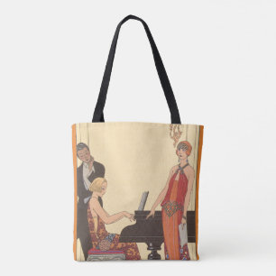 Tote Bag Musique vintage, pianiste Art Déco musicien chante