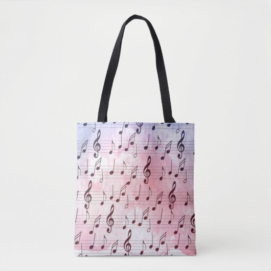 Tote Bag Musique violet et rose note à clé trible (Devant)