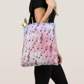 Tote Bag Musique violet et rose note à clé trible (De près)
