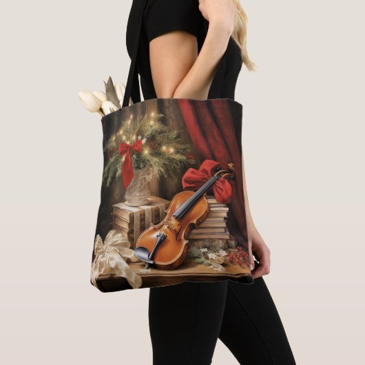 Tote Bag Musique violon de Noël (De près)