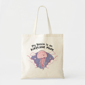 Tote Bag My Brain Airplane Mode Funny Jellyfish Brain Fog
