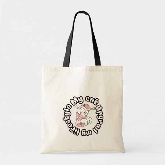 Tote Bag My Cat Upgraded My Lifestyle – Cute Cat Design (Devant)